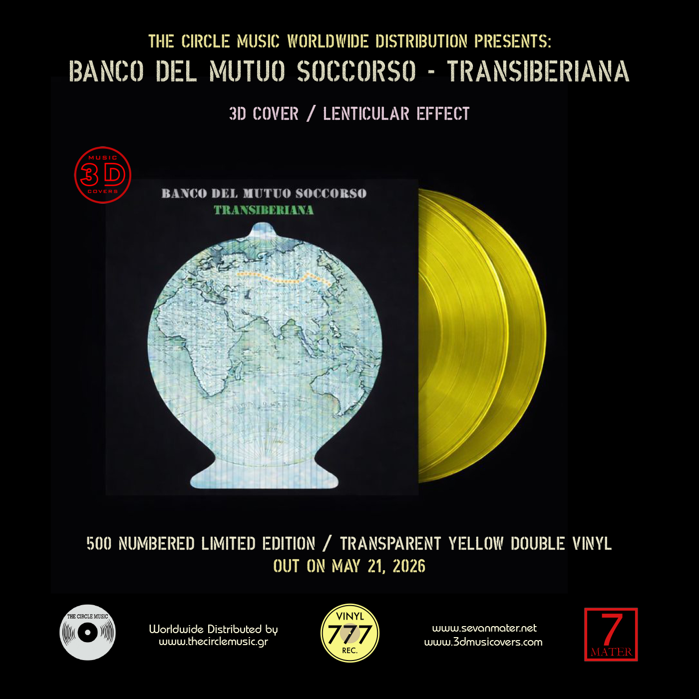 BANCO   DEL   MUTUO   SOCCORSO - Transiberiana 2LP - 500 Limited Edition - Transparent Yellow 2LP - 3D Cover