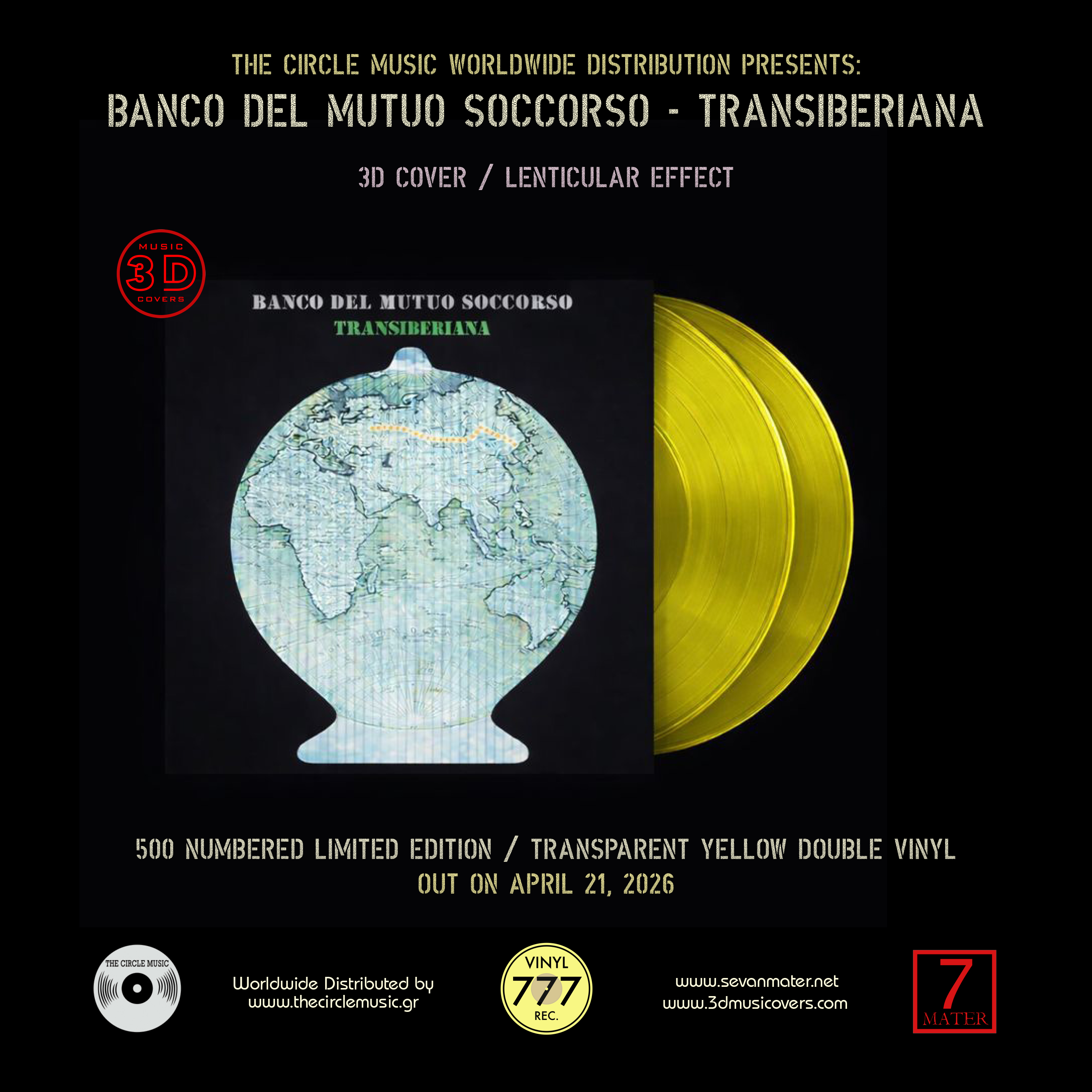 BANCO   DEL   MUTUO   SOCCORSO - Transiberiana 2LP - 500 Limited Edition - Transparent Yellow 2LP - 3D Cover