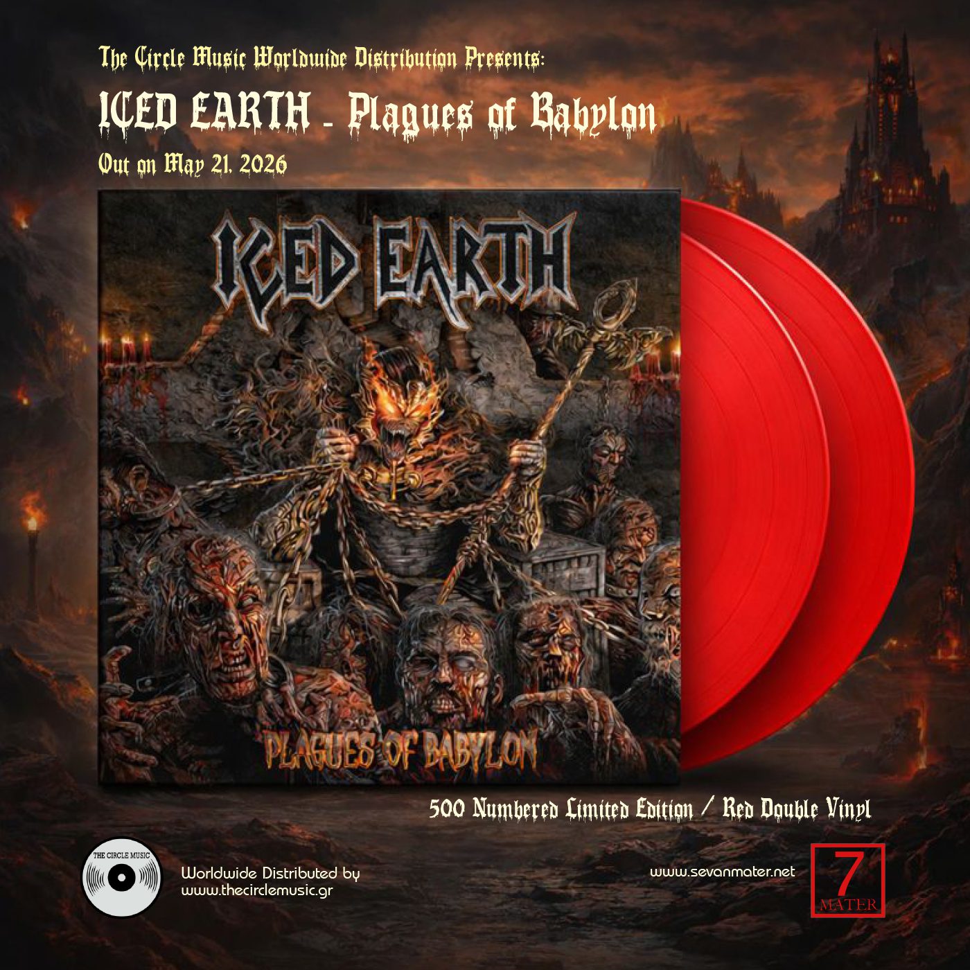 ICED EARTH - PLAGUES OF BABYLON - 500 LIMITED EDITION - RED 2LP - TRIPLE GATEFOLD