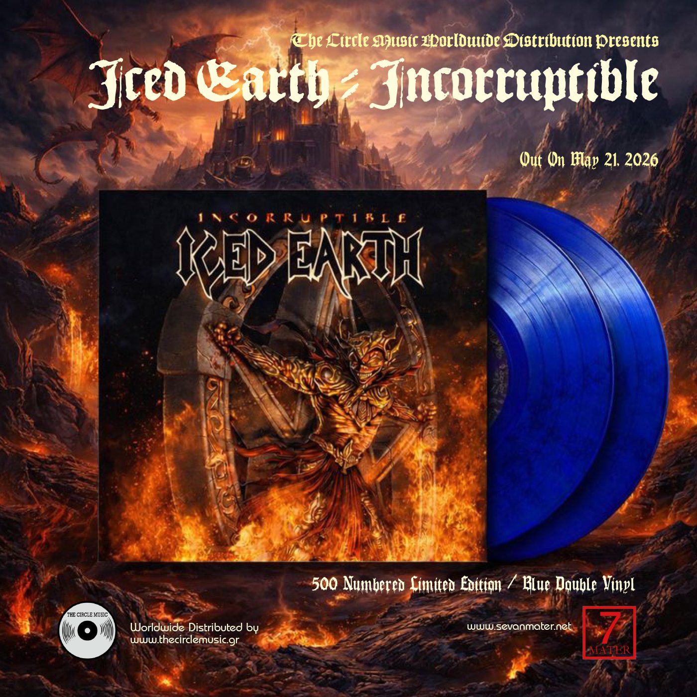 ICED EARTH - INCORRUPTIBLE  -   500 LIMITED EDITION - BLUE 2LP - TRIPLE GATEFOLD