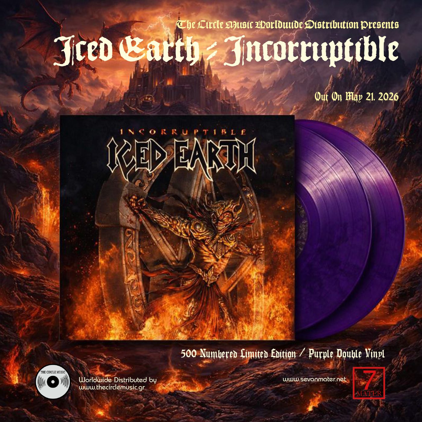 ICED EARTH - INCORRUPTIBLE - 500 LIMITED EDITION - PURPLE 2LP - TRIPLE GATEFOLD